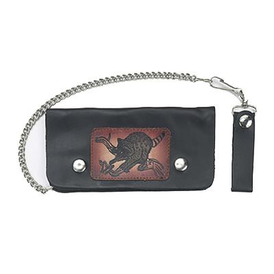 Biker bifold chain wallet with Racoon