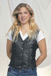 Ladies Lamb Skin  Vest with Lacing on front as Shown