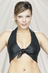 Ladies Black Leather Halter bra