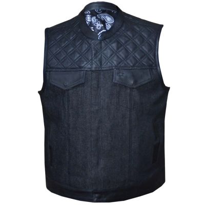 Motorcycle Denim Vest Black