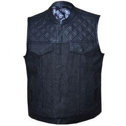 Motorcycle Denim Vest Black