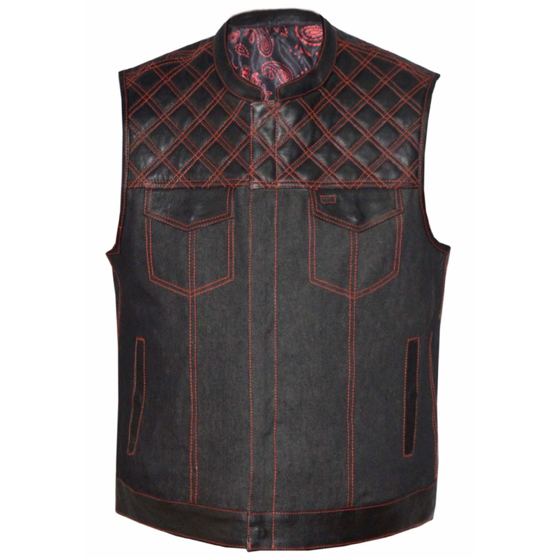 Mintex Corporation, Motorcycle Denim Vest Red Trim, Motorcycle Denim
