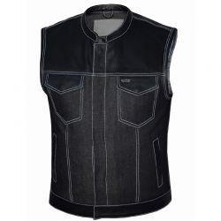 Motorcycle Denim Vest Black