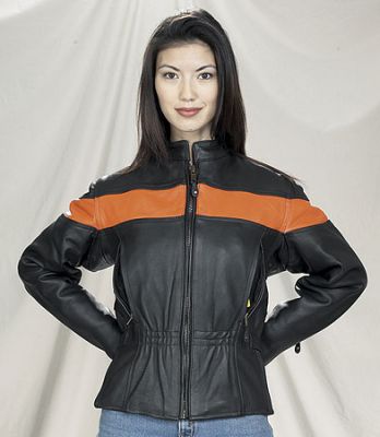 Ladies Racer Jacket with Orange Stripe